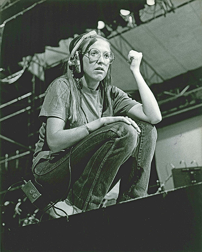 Carol on headset in 1980