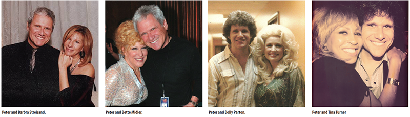 Peter Morse with Barbra Streisand, Bette Midler, Dolly Parton and Tina Turner